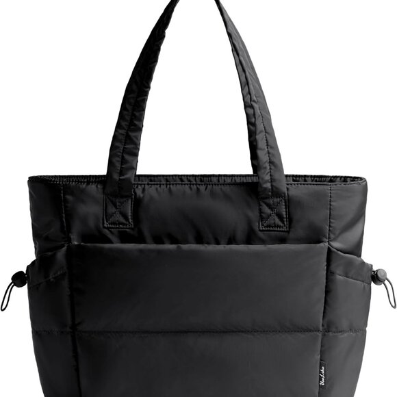 Women`s Puffy Tote Bag Lightweight Quilted Zipper Travel Work Purse - Picture 1 of 6